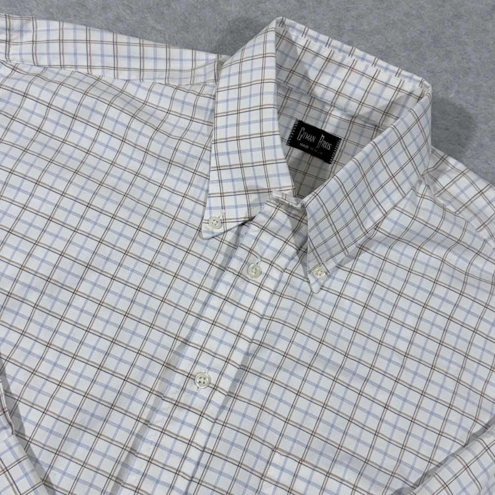 Gitman Bros Button Down‎ Shirt Mens 16-33 White Blue Tattersall Check